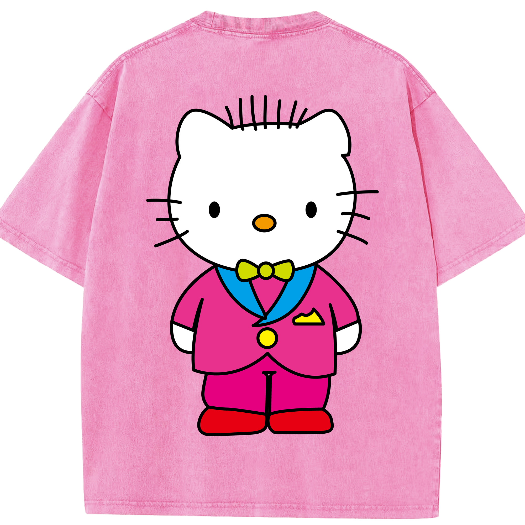 （画像用） Hello Kitty ハローキティ 綿100% ヴィンテージ風 半袖Tシャツ（背面プリント）